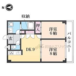 グリーンヴィレッジ吉田 2LDKの間取図画像