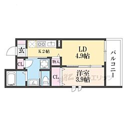 仮)アヴェルーチェ三条堀川 1LDKの間取図画像