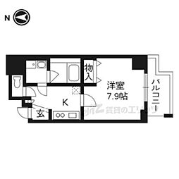 アスヴェル京都西京極 1Kの間取図画像