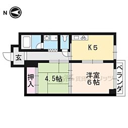 六角シティハイツ 2DKの間取図画像