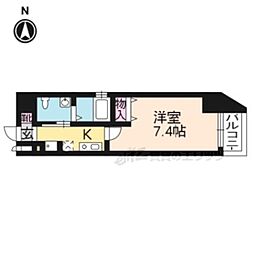 アーバンフラッツ四条西洞院 1Kの間取図画像