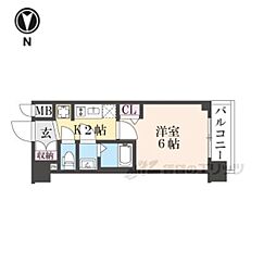 プレサンス十条凛華 1Kの間取図画像