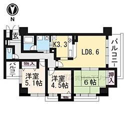 デ・リード今出川通 3LDKの間取図画像