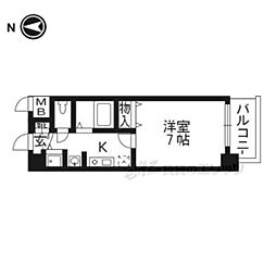 スワンズ京都西陣 1Kの間取図画像