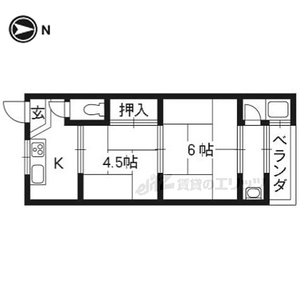 京都府京都市北区上賀茂松本町(賃貸アパート2K・2階・30.62㎡)の写真 その2