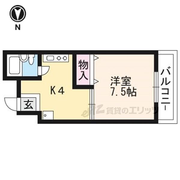 コスモハイツ千本 403｜京都府京都市上京区六軒町通今出川下ル南佐竹町(賃貸マンション1K・4階・23.72㎡)の写真 その2