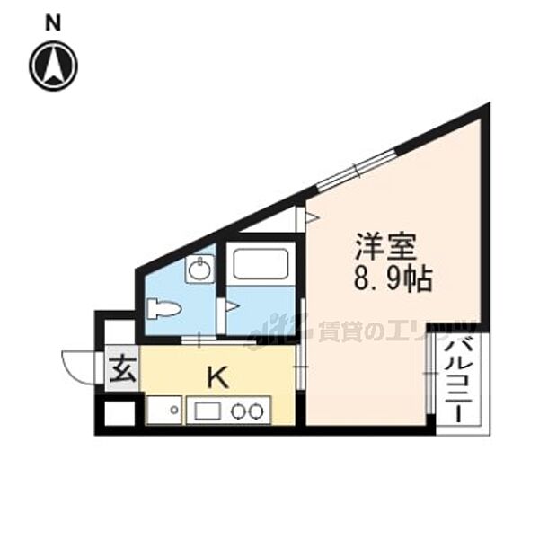 メゾン・サンマルタン京大北 406｜京都府京都市左京区田中里ノ内町(賃貸マンション1K・4階・25.84㎡)の写真 その2