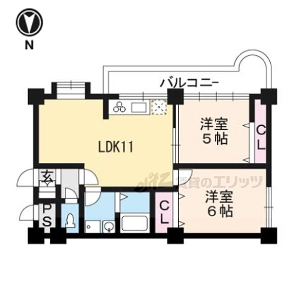 京都府京都市左京区上高野隣好町(賃貸マンション3DK・3階・48.00㎡)の写真 その2