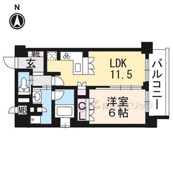 京都府京都市上京区福大明神町(賃貸マンション1LDK・5階・45.90㎡)の写真 その2