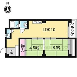 第一メゾン白川 4階2LDKの間取り