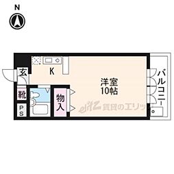 デミ洛北 1Kの間取図画像