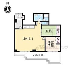 グラン・ドムール東竹屋町 2LDKの間取図画像