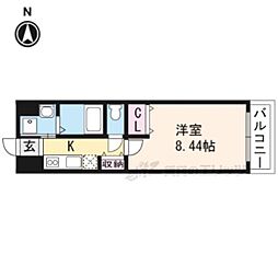 ペルージュ・油小路 1Kの間取図画像