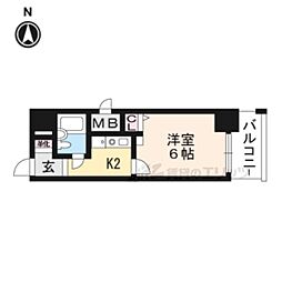 エスリード四条河原町 1Kの間取図画像