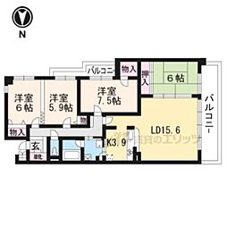 ユニーブル京都紫野 4LDKの間取図画像