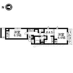 メゾン・ド・フルール武者小路 2Kの間取図画像