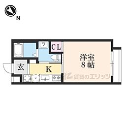 QUALIE京大前 1Kの間取図画像