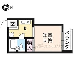 コモディタ竹屋町 1Kの間取図画像