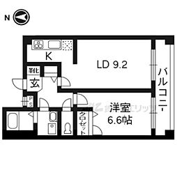 アーバン北村・聖護院 1DKの間取図画像