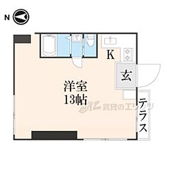 第一吉田ハイツ 1Kの間取図画像