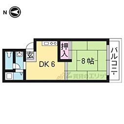 サンライズ紫野 1DKの間取図画像
