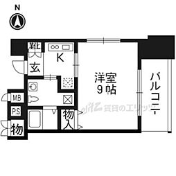 ベラジオ四条烏丸 1Kの間取図画像