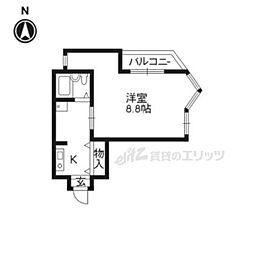 エルフレックス 1Kの間取図画像