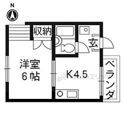 カーサクローバー 1Kの間取図画像
