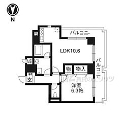 ライオンズマンション下鴨本町 1LDKの間取図画像