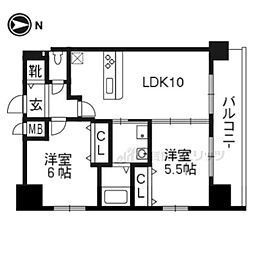 プレサンス京都烏丸爛都 2LDKの間取図画像
