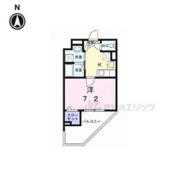 京都市北区大宮北林町アパート 1Kの間取図画像