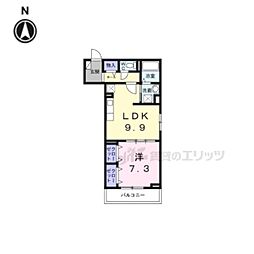 京都市北区大宮東小野堀町アパート 1LDKの間取図画像