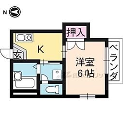 カーサ岩倉 1Kの間取図画像