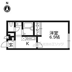 レオパレス大文字 1Kの間取図画像