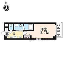 T'sCasa北白川 1Kの間取図画像