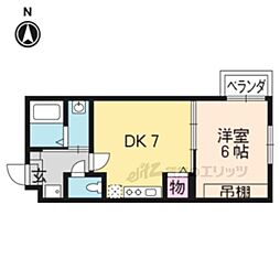 フォルトゥーナ中堂寺 1DKの間取図画像