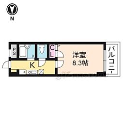 エスポワール京都 1Kの間取図画像