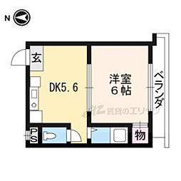 シェモア百万遍 1DKの間取図画像
