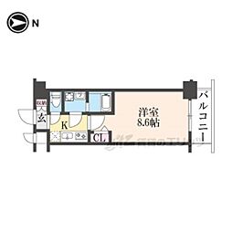 CREST TAPP京都太秦天神川dexII 1Kの間取図画像