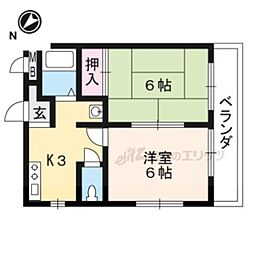 八瀬ナイン 2Kの間取図画像
