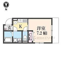 F-casa2京大前 1Kの間取図画像