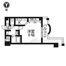 ドルス百万遍 1Kの間取図画像