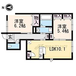 エルメゾン御陵 2LDKの間取図画像