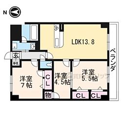 セントリヴィエ二条 3LDKの間取図画像