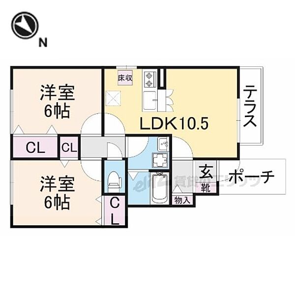 滋賀県彦根市高宮町(賃貸アパート2LDK・1階・52.39㎡)の写真 その2