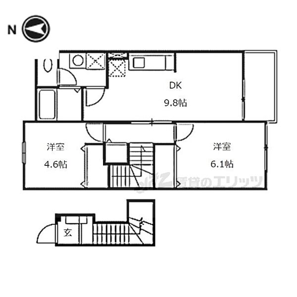 ディーア・クミルB 201｜滋賀県大津市和邇今宿(賃貸アパート2DK・2階・51.67㎡)の写真 その2