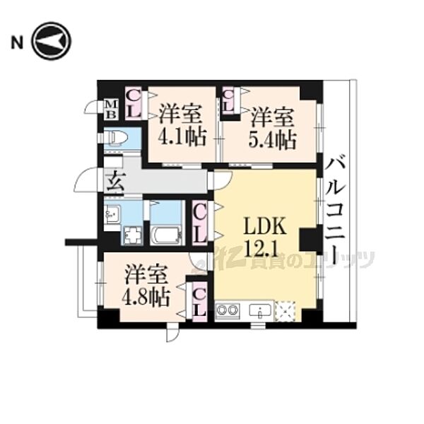 京都府京都市下京区東枳殻馬場通七条上る住吉町(賃貸マンション3LDK・3階・58.32㎡)の写真 その2