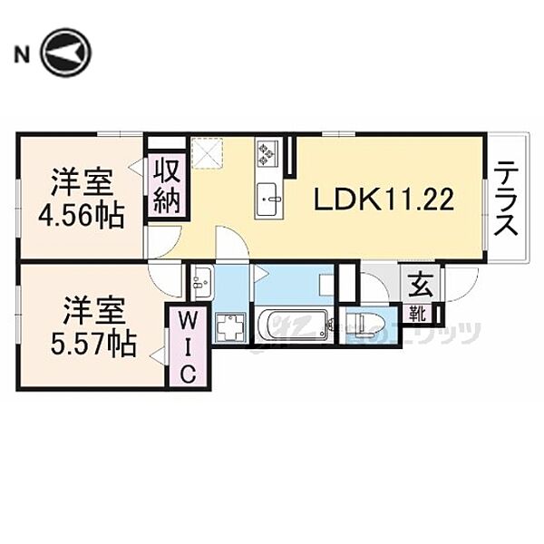 滋賀県大津市大萱５丁目(賃貸アパート2LDK・1階・48.23㎡)の写真 その2