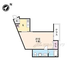 GRANDCASAOYAKE 1Kの間取図画像