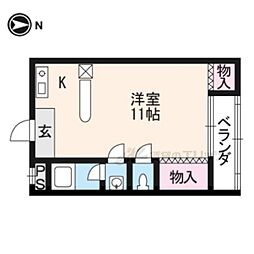 京阪本線 藤森駅 徒歩7分の賃貸マンション 5階ワンルームの間取り